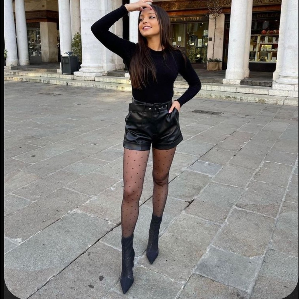 Premium Durable warm double lined black/nude thick pantyhose tights - Picture 5 of 5